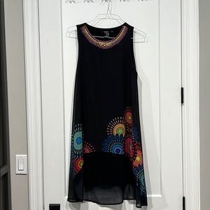 Desigual black dress high-low with beading 40